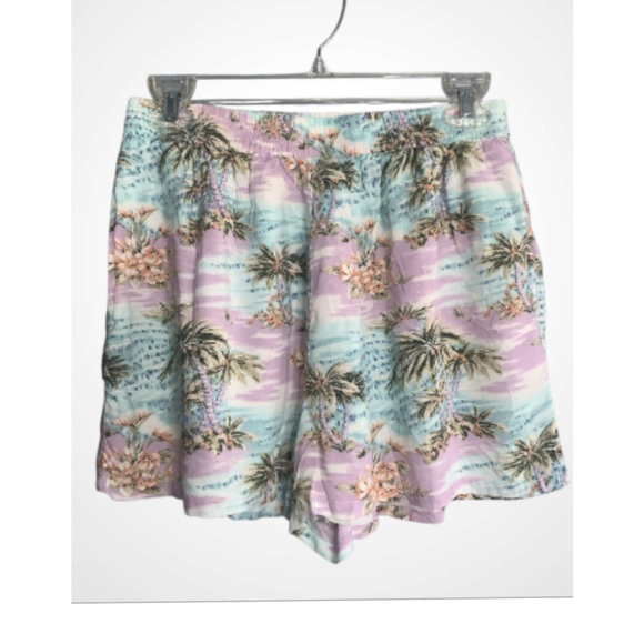 American Eagle Outfitters Pants - American Eagle Outfitters Pastel Palm Print High Waist Shorts Pockets Small